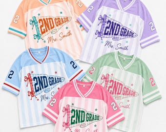 Personalized Custom Grade Jersey, Back to School Mesh Jersey, Custom Student Shirt, Grade Level Tee with Name & Number, Teacher Shirt FTB13