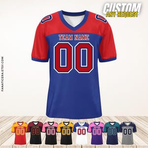 Personalized Football Jersey, Man Short Sleeves V-Neck Shirt, Custom Front Back Football Soccer V-neck Mesh Jersey For Men Polyester F6