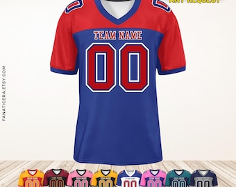 Personalized Football Jersey, Man Short Sleeves V-Neck Shirt, Custom Front Back Football Soccer V-neck Mesh Jersey For Men Polyester F6
