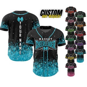 Custom Glitter Baseball Jersey with Team Name Number for Adult Kid,Custom Name Cheerleading Shirt For Cheerleader,Cheer Glitter Jersey B136 image 1
