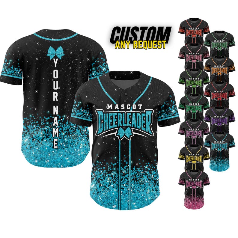 Custom Glitter Baseball Jersey with Team Name Number for Adult Kid,Custom Name Cheerleading Shirt For Cheerleader,Cheer Glitter Jersey B136 image 1