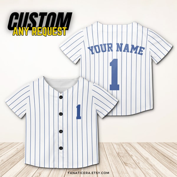 Custom Kids & Youth Name and Number Pinstripe Baseball Jersey Sports Team Personalized Jersey Size 6 Month to 10 Years Made in USA #B22
