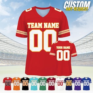 Personalized Football Jersey, Man Short Sleeves V-Neck Shirt, Custom Front Back Football Soccer V-neck Mesh Jersey For Men Polyester F12