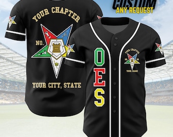 Customize Order of the Eastern Star OES Pentagon Down AF&AM Baseball Jersey Shirt B158