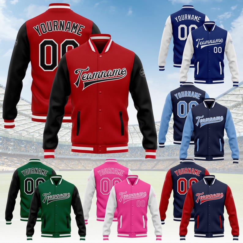 Personalized Adult Varsity Baseball Jacket for Men Women Youth,Custom Letterman Bomber Jacket Stitched Team Name Number Logo BJ9 image 1
