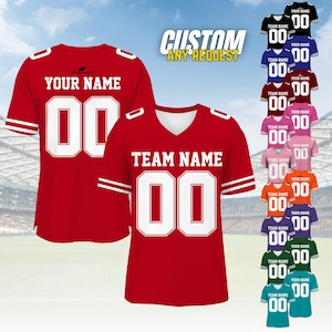 Personalized Football Jersey, Man Short Sleeves V-Neck Shirt, Custom Front Back Football Soccer V-neck Mesh Jersey For Men Polyester F9