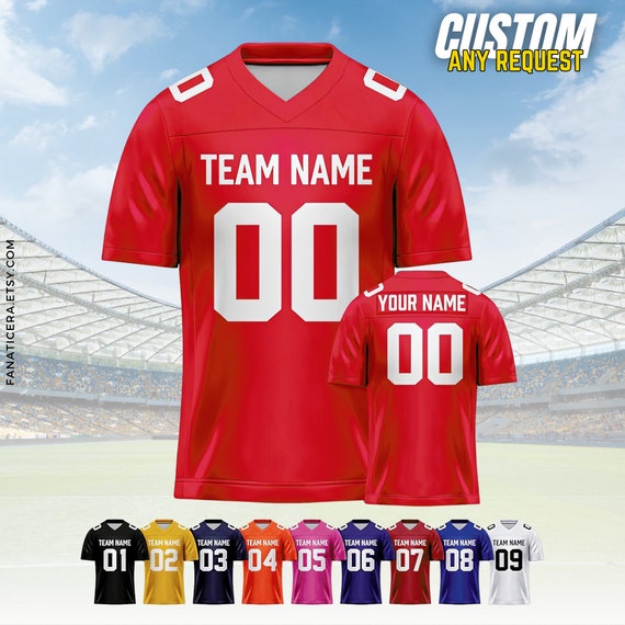 Personalized Football Jersey, Man Short Sleeves V-neck Shirt