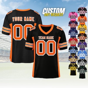 Personalized Football Jersey, Man Short Sleeves V-Neck Shirt, Custom Front Back Football Soccer V-neck Mesh Jersey For Men Polyester F2