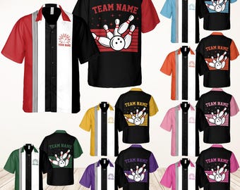Personalized Retro Bowling Hawaiian Shirt,Custom Name Button Down Shirt,Matching Bowling Team Shirt,Bowling Lover Gift,Bowler Shirts BL41