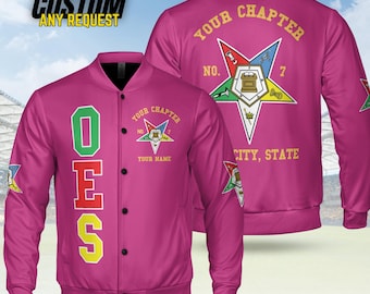 Customize Order of the Eastern Star OES Pentagon Down AF&AM Baseball Jacket Shirt BJ10