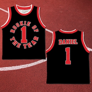 Rookie Of The Year Basketball Personalized 1st Birthday Romper With Striped Cuff. Basketball First Birthday Outfit. Baby Baller. BK17