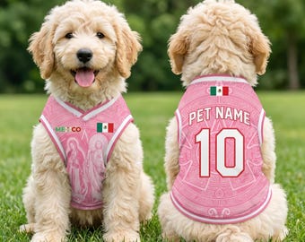 Personalized Mexico Pet Soccer Jersey,Custom Dog Cat Football Shirt,Name Number Puppy Sportswear BKB5