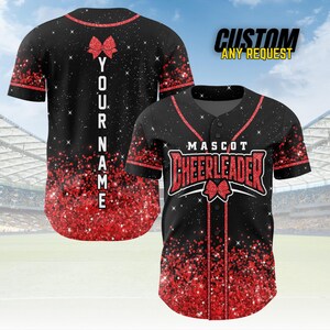 Custom Glitter Baseball Jersey with Team Name Number for Adult Kid,Custom Name Cheerleading Shirt For Cheerleader,Cheer Glitter Jersey B136 image 4