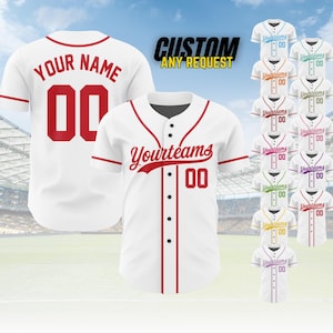 Personalized Team Name And Number Baseball Jersey,Custom Baseball Stripe Line Jersey, Baseball Jersey Uniform For Fans Baseball Lovers B137