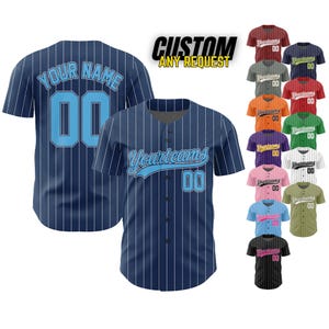 Personalized Team Name And Number Baseball Jersey,Custom Baseball Stripe Line Jersey, Baseball Jersey Uniform For Fans Baseball Lovers B102