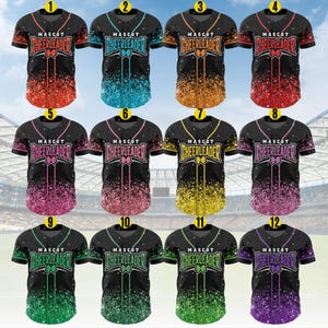 Custom Glitter Baseball Jersey with Team Name Number for Adult Kid,Custom Name Cheerleading Shirt For Cheerleader,Cheer Glitter Jersey B136 image 2