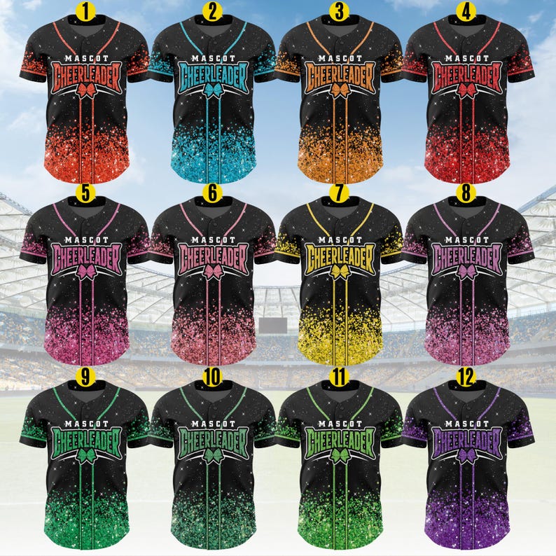 Custom Glitter Baseball Jersey with Team Name Number for Adult Kid,Custom Name Cheerleading Shirt For Cheerleader,Cheer Glitter Jersey B136 image 2