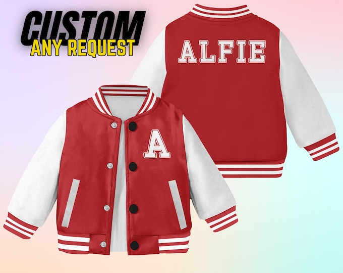 Custom Kids Varsity Jacket,Kids Sports Jacket,Name Varsity, Number Varsity,Personalised Unisex Varsity,Kids Baseball Jacket, Name Jacket BJ4