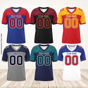 Personalized Football Jersey, Man Short Sleeves V-Neck Shirt, Custom Front Back Football Soccer V-neck Mesh Jersey For Men Polyester