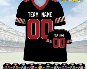 Personalized Football Jersey, Man Short Sleeves V-Neck Shirt, Custom Front Back Football Soccer V-neck Mesh Jersey For Men Polyester F14