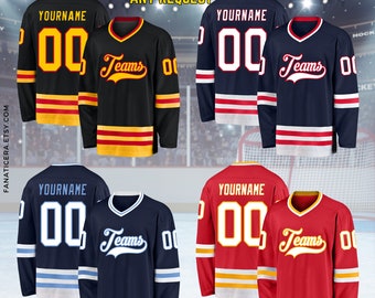 Custom Ice Hockey Jersey for Men Women Youth,Sweatshirt Personalized Name Number,Hockey Shirts Sports Uniform for Hockey Fans Gift H2