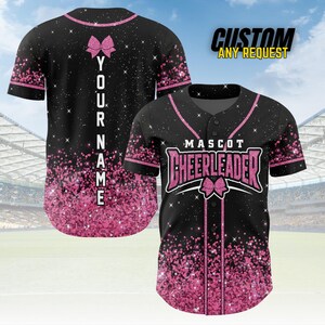 Custom Glitter Baseball Jersey with Team Name Number for Adult Kid,Custom Name Cheerleading Shirt For Cheerleader,Cheer Glitter Jersey B136 image 3