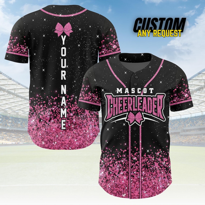 Custom Glitter Baseball Jersey with Team Name Number for Adult Kid,Custom Name Cheerleading Shirt For Cheerleader,Cheer Glitter Jersey B136 image 3