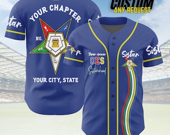 Customize Order of the Eastern Star OES Pentagon Down AF&AM Baseball Jersey Shirt B159
