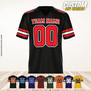 Personalized Football Jersey, Man Short Sleeves V-Neck Shirt, Custom Front Back Football Soccer V-neck Mesh Jersey For Men Polyester F5