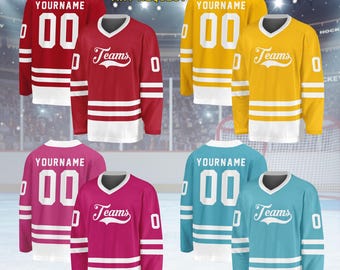 Custom Ice Hockey Jersey for Men Women Youth,Sweatshirt Personalized Name Number,Hockey Shirts Sports Uniform for Hockey Fans Gift H7