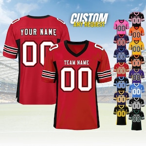 Personalized Football Jersey, Man Short Sleeves V-Neck Shirt, Custom Front Back Football Soccer V-neck Mesh Jersey For Men Polyester F2
