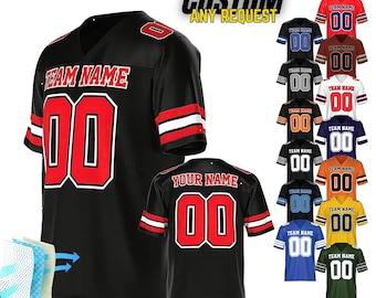 Personalized Football Jersey, Man Short Sleeves V-Neck Shirt, Custom Front Back Football Soccer V-neck Mesh Jersey For Men Polyester F5
