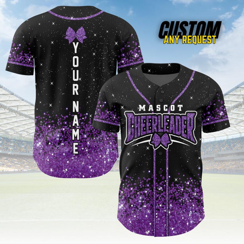 Custom Glitter Baseball Jersey with Team Name Number for Adult Kid,Custom Name Cheerleading Shirt For Cheerleader,Cheer Glitter Jersey B136 image 7