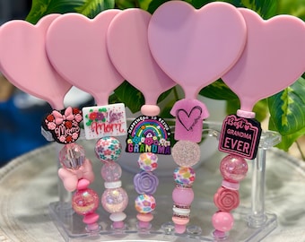 Beaded Handheld Heart Mirrors