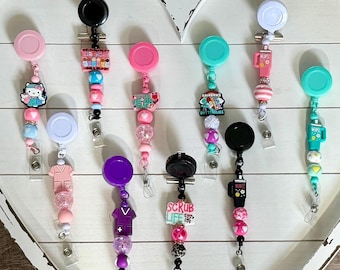 Silicone Beaded Nurse Badge Reel | Retractable Work ID Holder