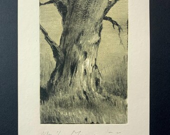 Monotype Tree Painting: Original Oil Art by Stepan Karpiuk