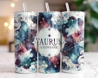 Personalized Taurus Constellation Tumbler: Stainless Steel Travel Cup