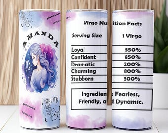 Personalized Virgo Zodiac Stainless Steel Tumbler: Astrology Gift