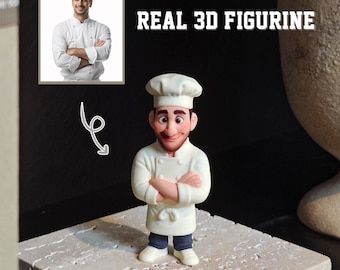 Aangepast 3D-geprint beeldje, gepersonaliseerd minifiguur stripfiguur, uniek cadeau voor verjaardag, bruiloft, afstuderen, baas, vader, chef-kok