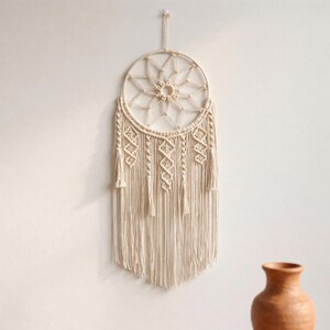 Acchiappasogni in macramè da appendere alla parete, regalo boho per lei, acchiappasogni in cotone fatto a mano, decorazione protettiva per i sogni.