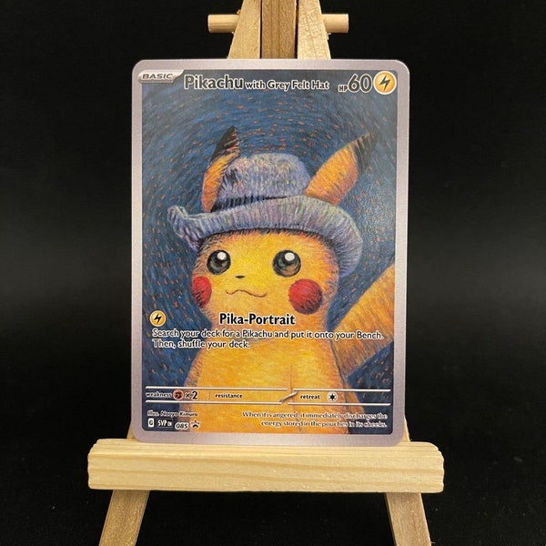 Pikachu with his gray felt hat Van Gogh - Pokemon Card - Custom made