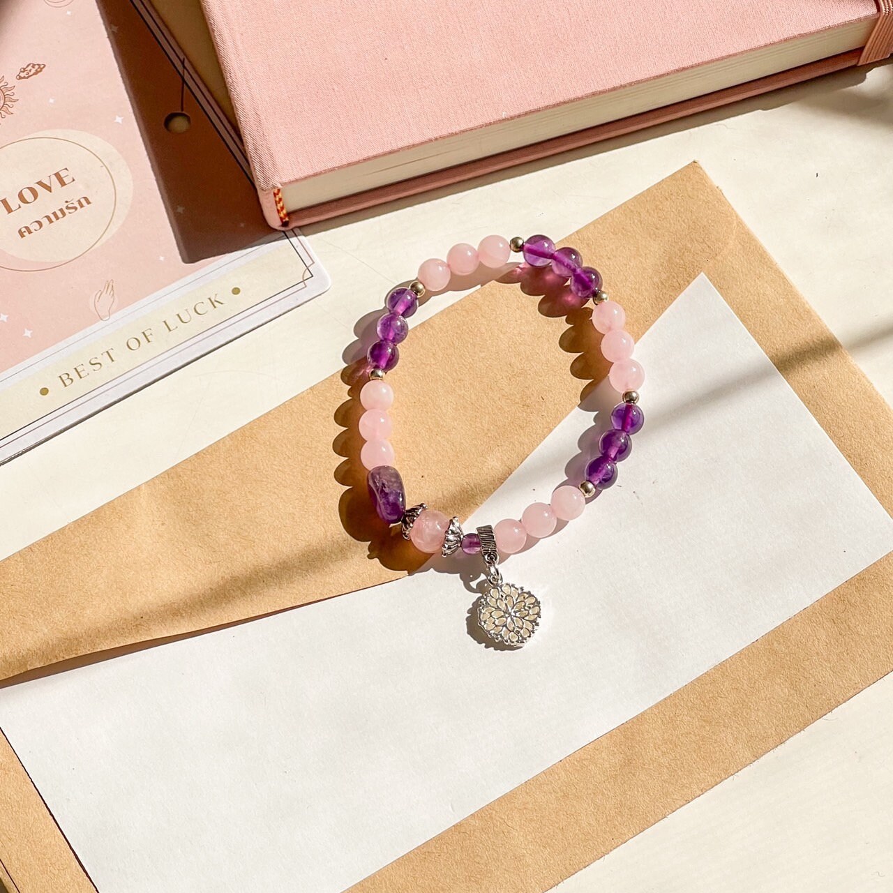 Bracelets Adorned With Love Stones. Stone Beaded Bracelets for Women Rhodonite Amethyst Rose Quartz for Gift 4 Mm Etsy