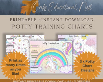 Princess Unicorn Potty Training Reward Chart for Toddler, Printable ...