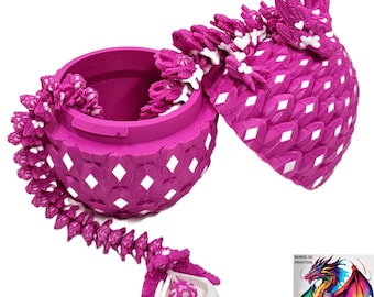 15" Heart Dragon With Matching Egg, 3D Printed Articulated Desk Fidget, Perfect Gift For Men Or Women **Free Shipping**