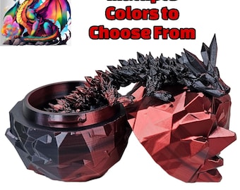 Free Shipping!!! 13 Inch Crystal Dragon with Matching Egg, 3D Printed Fully Articulated Desk Fidget, Perfect Gift for Men or Women