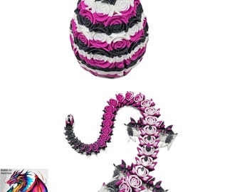 Uovo Di Drago Stampato In 3D Con Drago Articolato Rosa - 30cm - Giocattolo Flessibile Antistress E Decorazione Scrivania - Regalo Fantasy