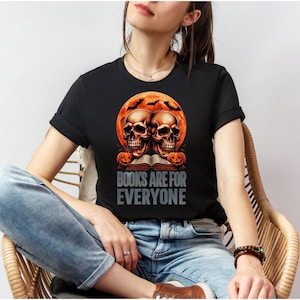 Halloween Book Lover Tee, ghost book shirt, reading gifts unisex t-shirt, bookish halloween tshirt, Perfect for fall/halloween, skull design
