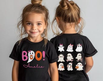 Personalized Halloween kids tee, boo shirt for girls, trick or treat t-shirt, custom Halloween tee,  funny Halloween shirt, Halloween shirt.