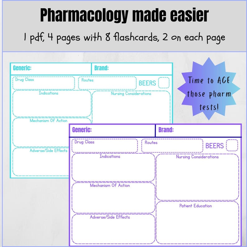 Pharmacology Flashcards for Nursing Students, Pharm Study Guide (PDF ...