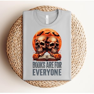 Halloween Book Lover Tee, ghost book shirt, reading gifts unisex t-shirt, bookish halloween tshirt, Perfect for fall/halloween, skull design